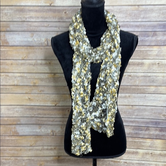 Elegant Gold and Silver Knit Scarf ,Metalic Yarn - Picture 3 of 3